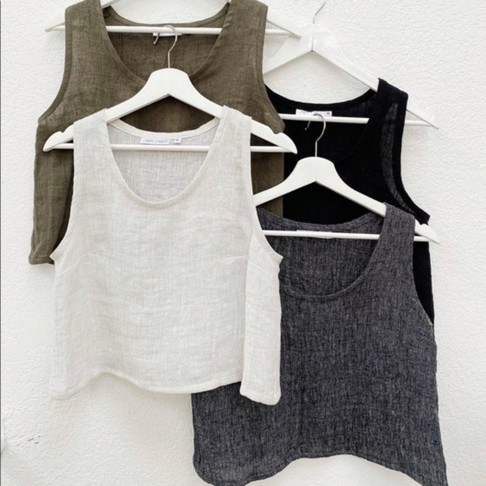 Only Child the Lane tank in pepper linen gauze - Picture 5 of 6